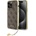 GUESS 4G Charms Collection Hard Case - дизайнерски кожен кейс за iPhone 15 Pro Max (кафяв)