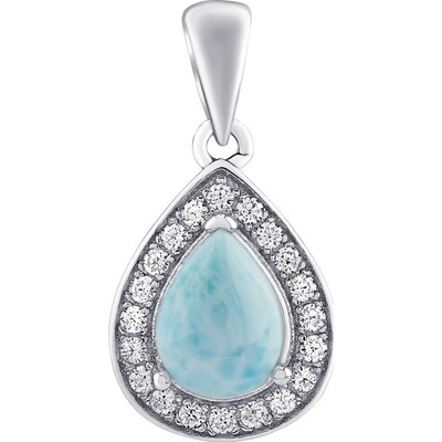SILVEGO Stříbrný přívěsek BRISA s pravým Larimarem a Brilliance Zirconia JJJ1141PLR