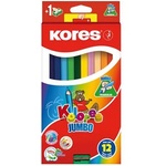 Kores Комплект цветни моливи, триъгълни, дебели, KORES "Jumbo", 12 различни цвята 93512 (93512)