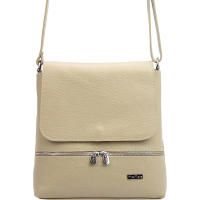 MiaMore kožená dámská crossbody kabelka tmavě béžová