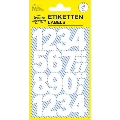 Avery Zweckform 3787 Samolepicí číslice, fólie, 25 mm, 28 ks, bílé – Hledejceny.cz