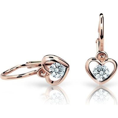 Danfil detské náušnice srdiečka C1943 zo ružového zlata white brizura