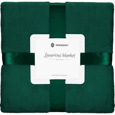 SPRINGOS Plyšová deka LUX smaragdová 150x200