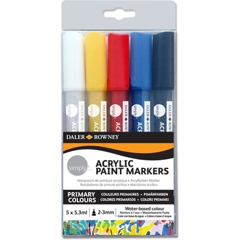 Daler-Rowney Simply Acrylic Marker Комплект акрилни маркери 2 - 3 mm 5 x 5, 3 ml (126300903)