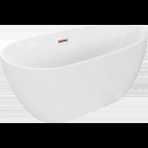 Mexen Eos свободностояща вана 150 x 75 cm, бяла, преливник розово злато - 52471507500-60 (52471507500-60)