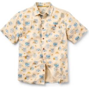 Passenger Мъжка риза с копчета Passenger Chill Textured Organic Cotton S/S Shirt - Badge Birch (033-3114-0111)