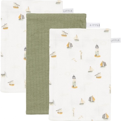 Little Dutch žínky 21x14 Námořnický záliv bílá/olive 3 ks