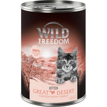 Wild Freedom 12х400г Kitten Wild Desert Freedom, консервирана храна за котки - пуешко и пилешко