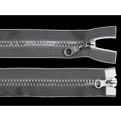 Prima-obchod Zip kostěný No 5 dělitelný 2 jezdce / dvoucestný 90 cm transparentní, barva transparent stříbrná