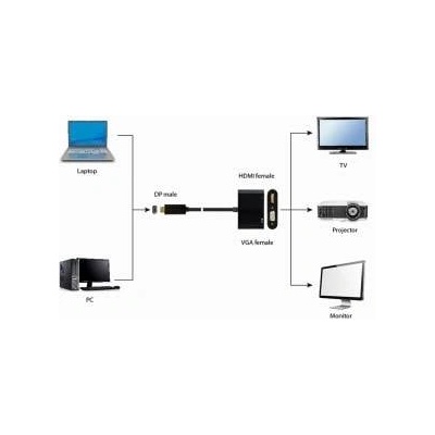 Gembird DisplayPort Cable GEMBIRD A-DPM-HDMIFVGAF-01 Black 10 cm