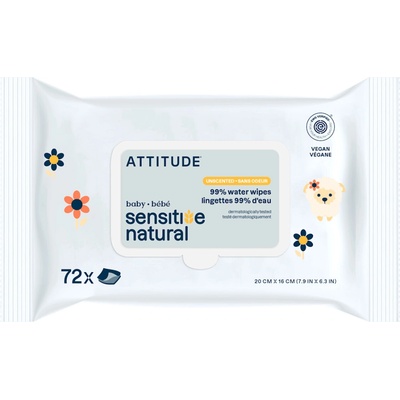 ATTITUDE Sensitive Skin Baby Vlhčené ubrousky s ovsem 72 ks