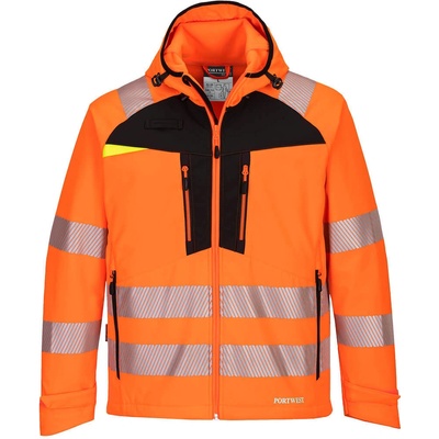 Portwest DX475 DX4 Hi Vis Reflexná softshellová bunda oranžová čierna