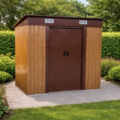 BestBerg BBSH-407W 2,8 m² 130 x 213 x 191 cm dekor dřeva/hnědá – Hledejceny.cz