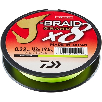 Daiwa šňůra J-Braid Grand X8E Chartreuse 135m 0,06mm 5kg