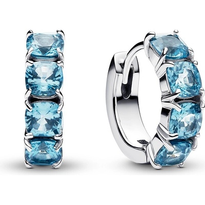 Pandora Kruhové strieborné náušnice s modrými kryštálmi Timeless 293851C01