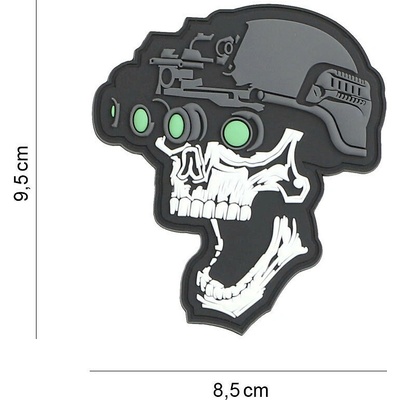 101 INC Nášivka 3D PVC Night vision skull white