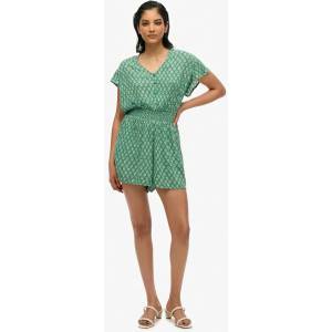 SUPERDRY Printed short sleeve romper - Green (Floral Block Green)