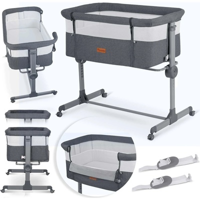Divio přístavná, skládací cestovní postýlka Sleep&Go 0–5 m 9 kg tmavě šedá – Zboží Mobilmania