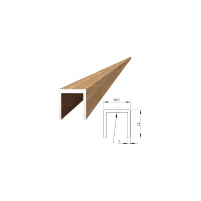 U profil 20,5 x 22 x 6000 mm, hliník štruktúra BUK AL-WDU21-BK-6