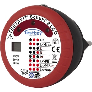 Testboy Тестер за контакт шуко CAT II 300Vac, LED и LCD, Testavit Schuki 3 Testboy - 4028532200084 (4028532200084)