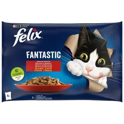 FELIX Fantastic® пауч в желе с вкус на пилешко и говеждо