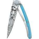 DEEJO 1cb025 tattoo / Ултралеко джобно ножче с пластмасова дръжка и острие с тема спрей - синьо (1cb025)