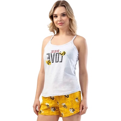 Лятна пижама в бледосиво и жълто с пчелички