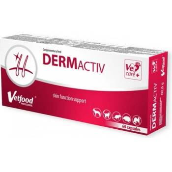 VetFood Dermactiv - хранителна добавка за кожа и козина за кучета, котки и дребни животни, 60 капсули - Полша