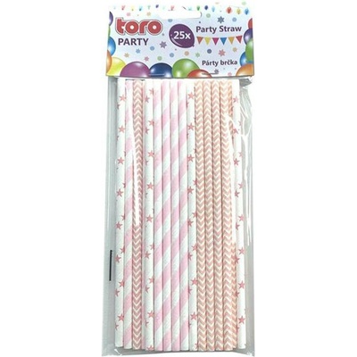 Toro Papírová brčka 20 cm světle růžová