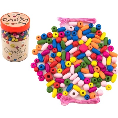 TEDDIES Korálky barevné s gumičkami cca 90 ks v plastové dóze