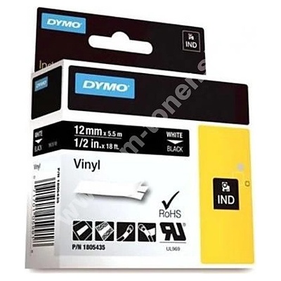 páska DYMO 1805435 PROFI D1 RHINO White On Black Vinyl Tape (12mm)