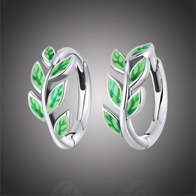 Grace Silver Jewellery stříbrné květinové náušnice Lian E-SCE1392 zelená