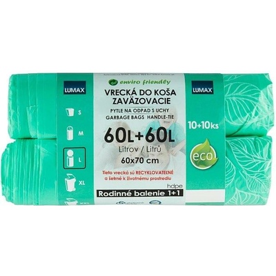 Lumax zaväzovacie zelené HDPE 60 l 2x10 ks 16 μm