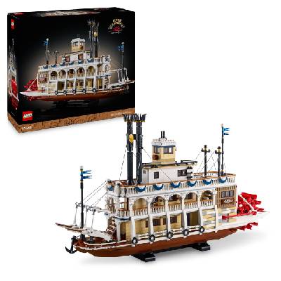 Ideas river paddle steamer - building set for adults - boat model with interior and interactive functions, including working paddle wheel and controls - DIY gift for men and women - 21356