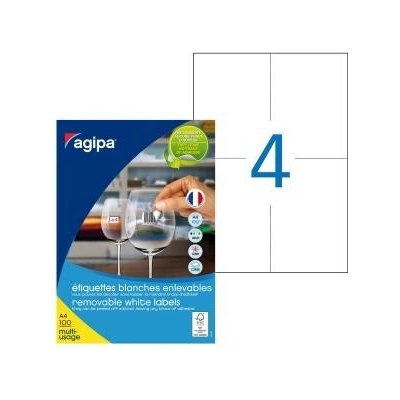Etikety univerzálne odnímateľné 105x148mm Agipa A4 100 hárkov
