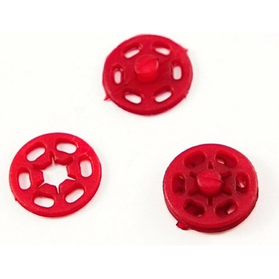 Plastový patentiek - červená - priemer 1,5 cm