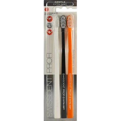 Swissdent Profi Gentle Trio extra měkký white black orange 3 ks