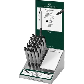 Image 1 of Faber-Castell Химикалки Faber-Castell Basic Alu, син цвят на писане, сребристи, 20 бр