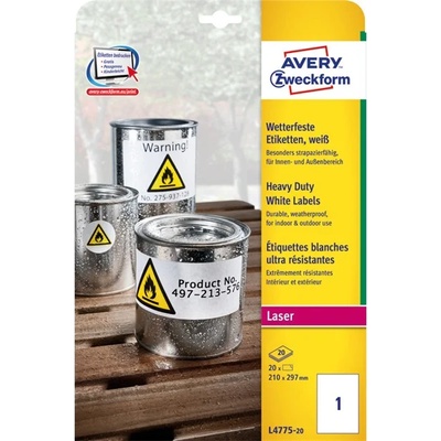 AVERY L4775-20 210x297mm водоустойчив 20бр. бял етикет (L4775-20)