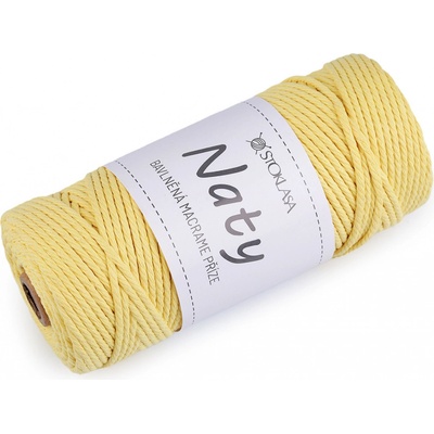 Bavlněná pletací příze macrame Naty Ø3 mm rozčesávací, střední, 3 vanilková