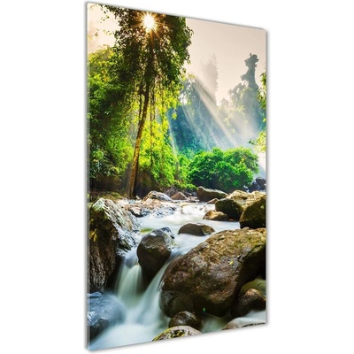 Vertikálny foto obraz sklenený Vodopád v lese 50x100 cm