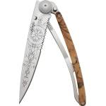 DEEJO 1cc512 tattoo serration brown / Ултралеко джобно ножче с алуминиева дръжка и частично назъбено острие (1cc512)