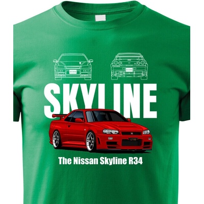 Dětské tričko Nissan Skyline R34 Zelená Canvas Bezvatriko.cz 2328