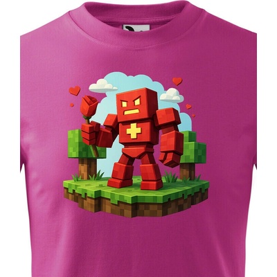 Dětské tričkoMinecraft Robot PurpurováCanvas Dětské tričko Bezvatriko.cz 3193