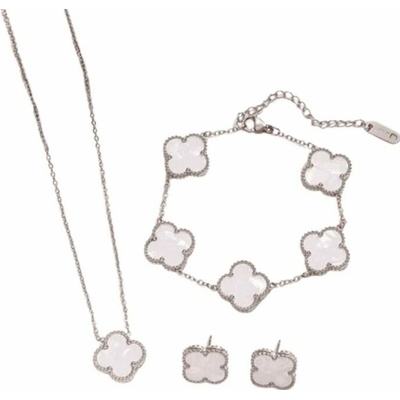 Glory Dámsky oceľový set Clover white strieborný 669
