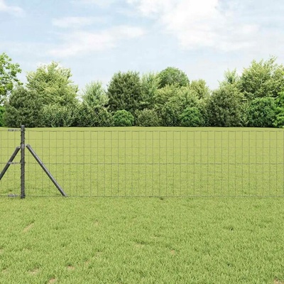 VidaXL Euro plot s 13 sloupky 0,6 x 50 m ocel pozinkovaná v šedé barvě