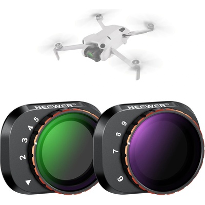NEEWER Variable ND filter set, compatible with DJI Mini 4 Pro, ND2-32 (1-5 Stop) + ND64-512 (6-9 Stop), gray filter, multi-coated HD optical glass, drone camera lens accessories, aerial photography - FL-C10