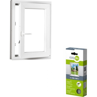 Okna Hned Sada plastové okno 60x80, pravé, otevíravé i sklopné, bíle + síť proti hmyzu