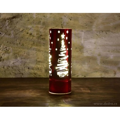 VEYRA LED sklenený svietnik červený so zrkadlovým efektom 25 cm