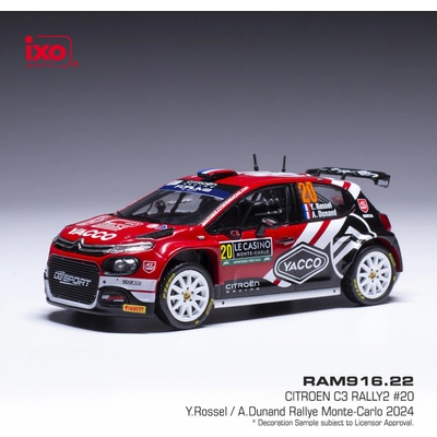 IXO Citroen C3 Rally2 Rallye Monte Carlo 2024 20 Rossel Dunand 1:43